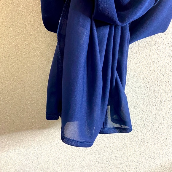 Navy Cocktail Dress with Jeweled Neck - Picture 11 of 14